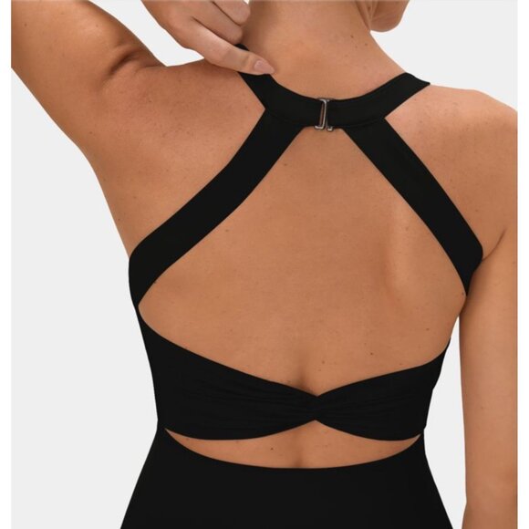 Halara Exercise Dress Sz 3XL Womens Black Backless Cut Out Twisted Side Pocket 2 - Picture 7 of 13